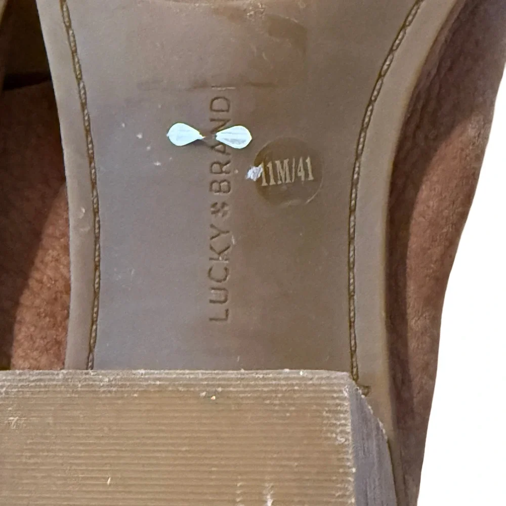 Lucky Brand Bray Slingback Open Toe Chunky Heel Shoes Booties Sandals sz 11